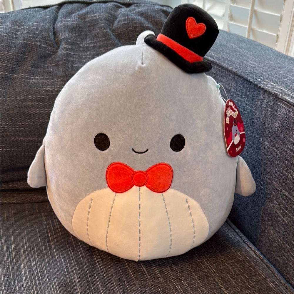 NEW Squishmallows Original 12 inch Samir the Blue Whale With Heart plush toy